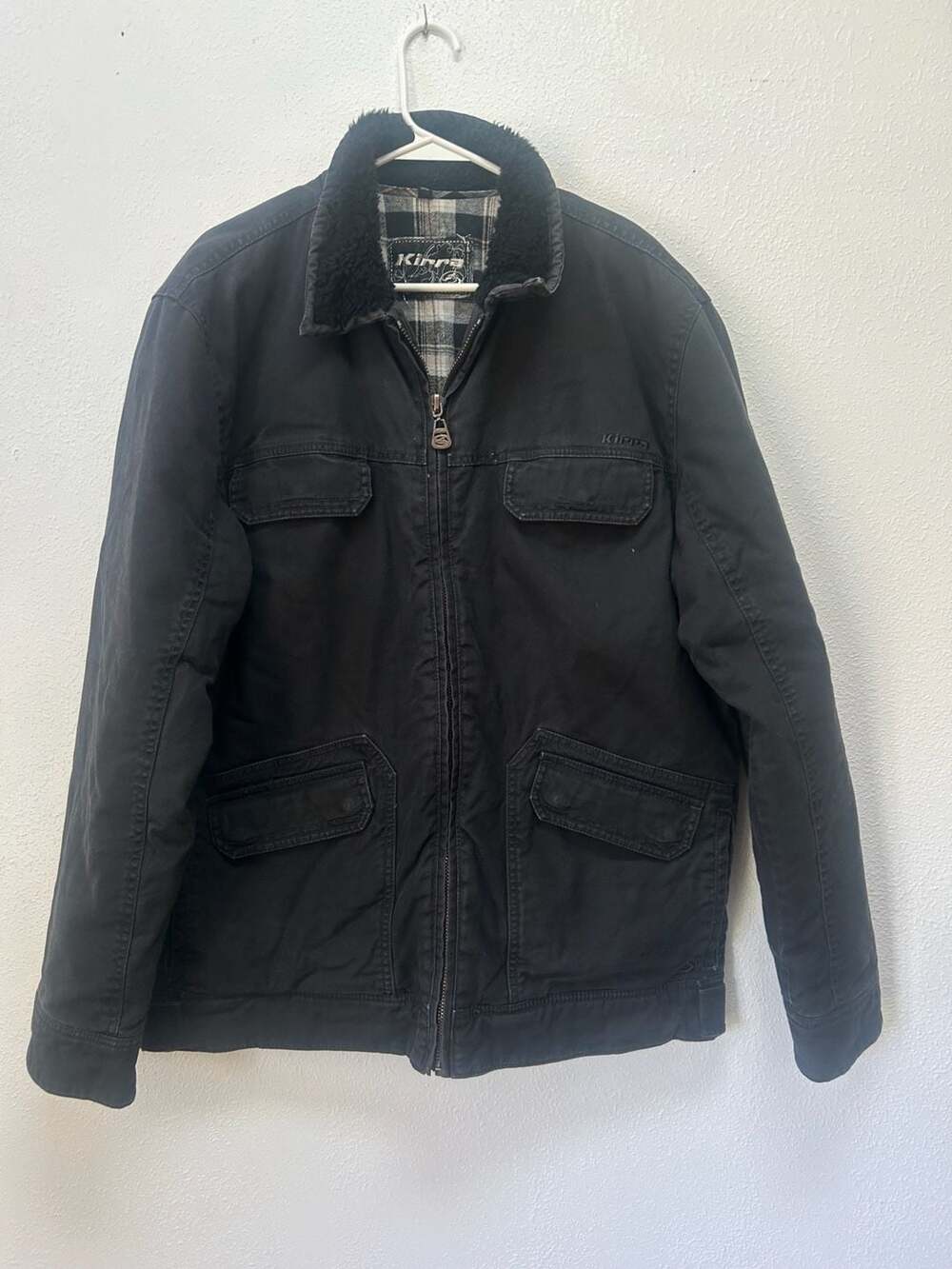 Kira Black Sherpa Lined Collar Canvas Utility Jacket